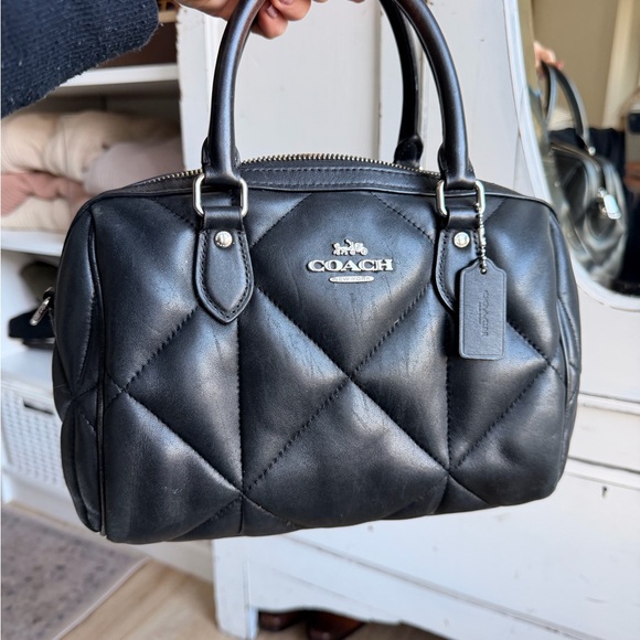 Coach Handbags - Coach Quilted Black Leather Satchel